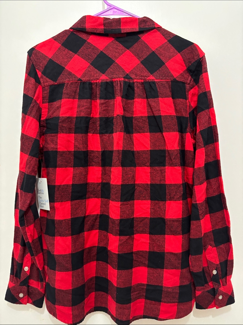croft & barrow “NEW” Red and Black Buffalo Plaid Button-Down Shirt Sz M - Picture 3 of 7